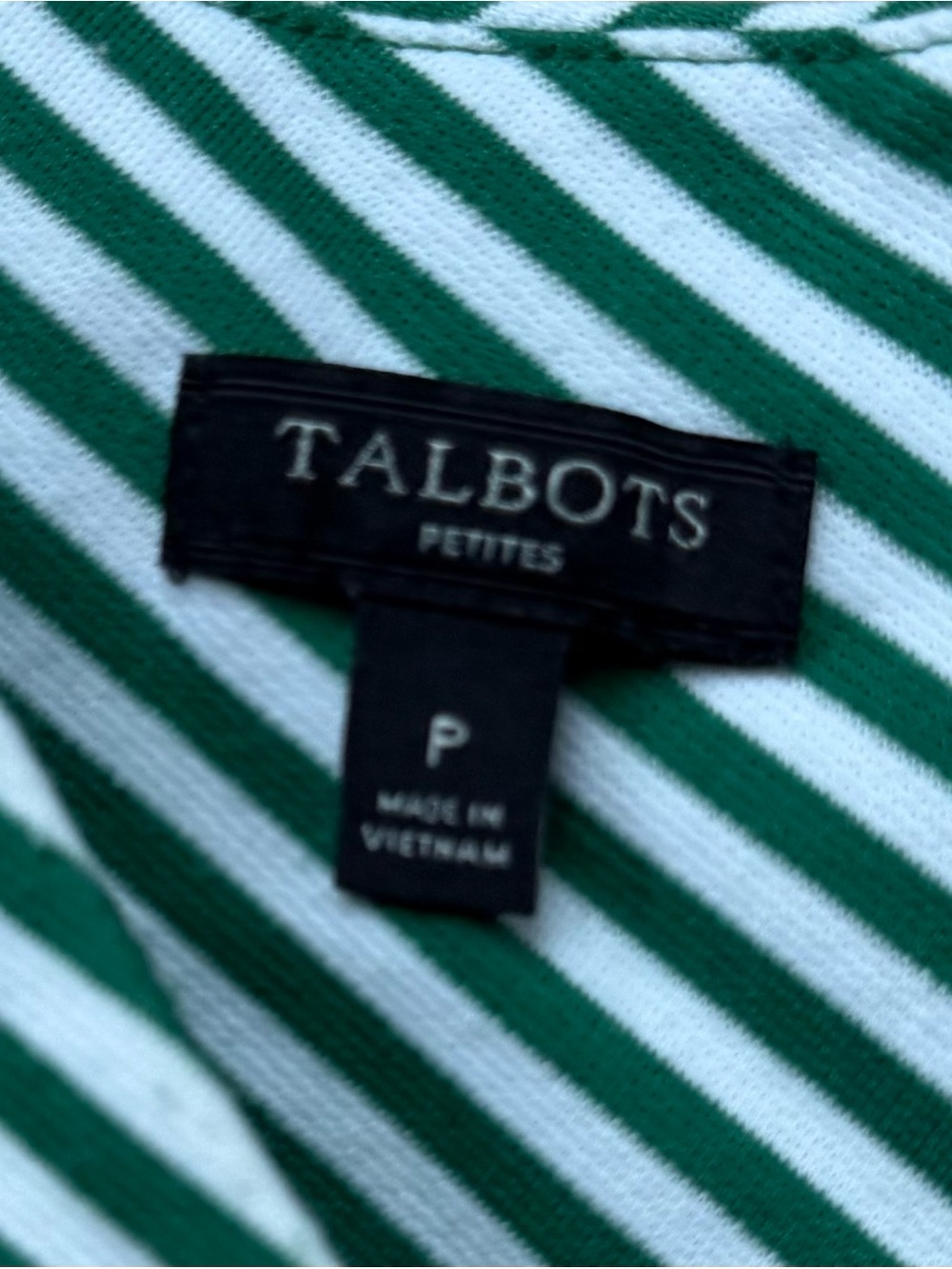 Talbots Green & White Striped Knit Fit and Flare Edie Dress - Size P (XSP) - EUC - Picture 3 of 8